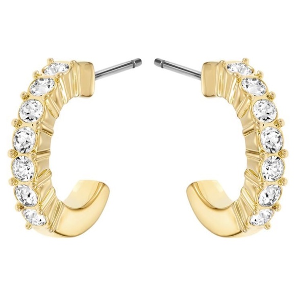 Swarovski Mini Hoop hoop earrings White, Gold-tone plated - Picture 1 of 1